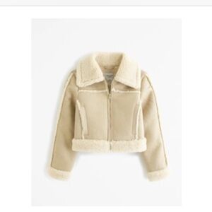 Abercrombie Cropped Vegan Suede Shearling Jacket